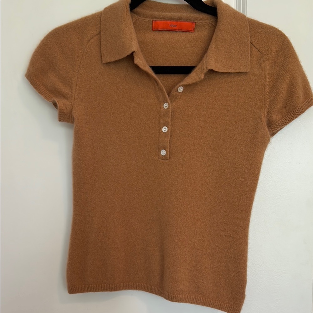 Vivre Multicolored Cashmere Fitted Button Down Polo Shirt